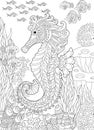 Seahorse coloring page